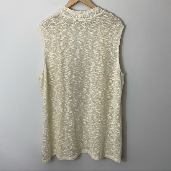 Alia Lightweight Sleeveless Cardigan Sz XL Cream Beige Knit Summer Boho Sweater - Picture 6 of 10